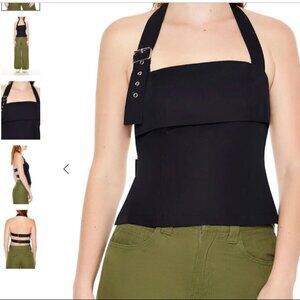 Buckle halter backless top S small F21 NWOT